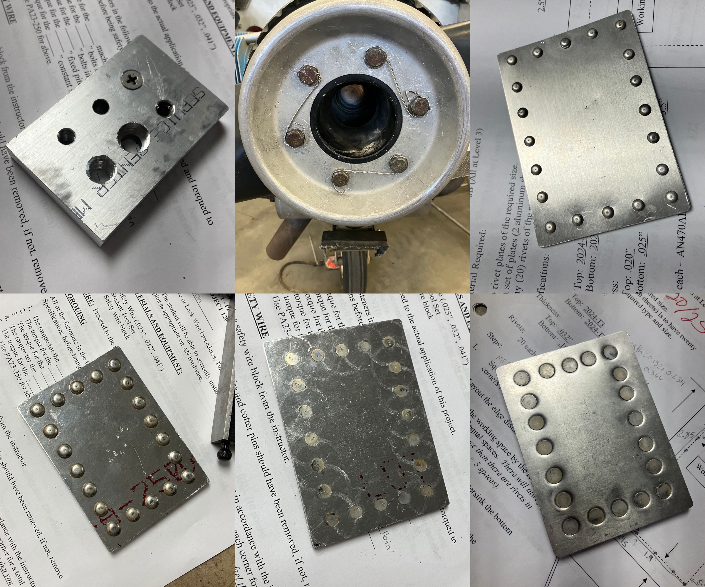 Drilling and tapping, safety wire, and riveting projects